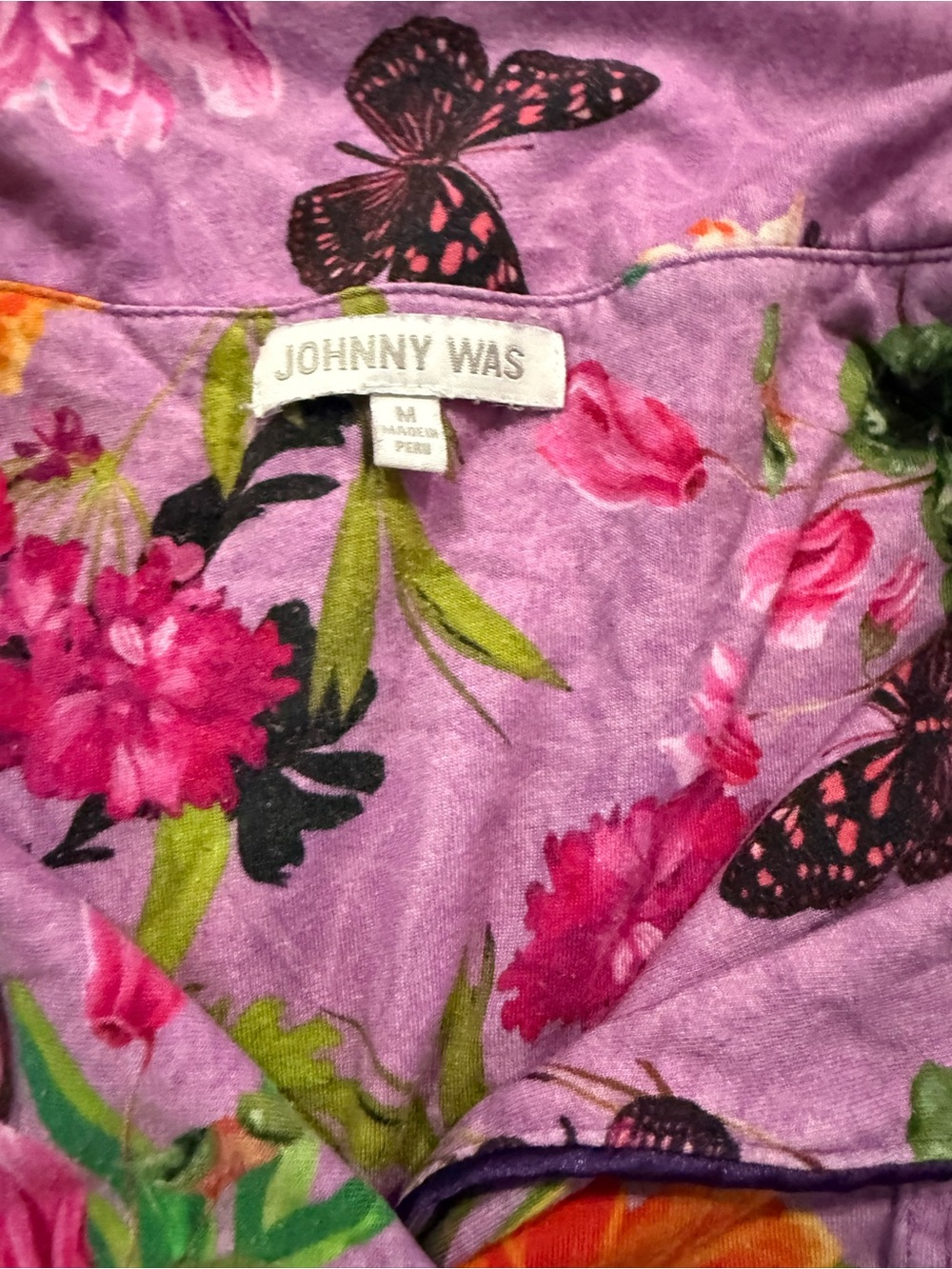 Johnny Was Lounge 2 Piece Pj Set Long Sleeve Goza Sleepwear Pant Purple M D97 - Picture 3 of 6